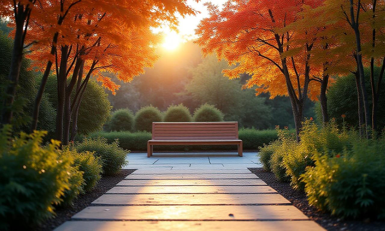 新宿の庭園に差し込む穏やかな光